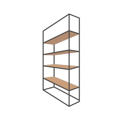 Rafları saklayın. Perakende ve tüketici konsepti. İç tasarım. Stok vektör illüstrasyonu