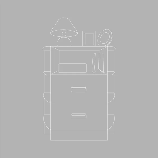 Home Interior Bedroom Furniture Decor Sketch Style Vector Illustration — Stock Vector