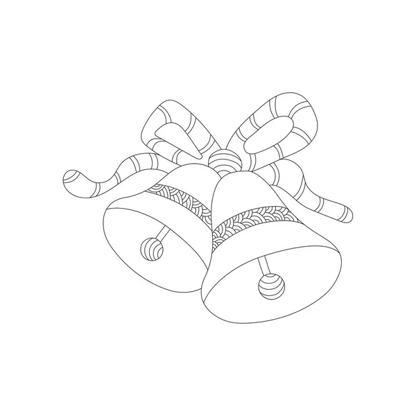 Vector Ornament Monochrome Christmas Bells 물건들 새해와 크리스마스 — 스톡 벡터