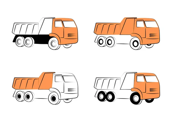 Icônes Camion Benne Basculante Élément Ligne Simple Symbole Kamaz Pour — Image vectorielle