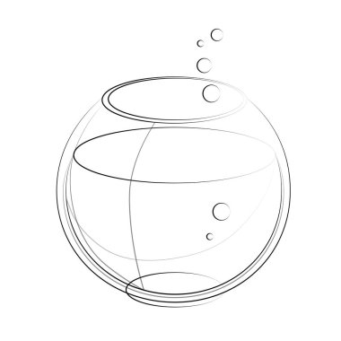 El yapımı akvaryum. Karalama ve zentangle elementleri ile yetişkin anti-stres boyama kitabı için serbest çizim çizimi.