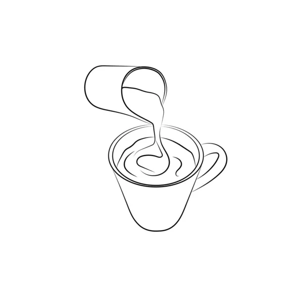 Leche Batida Para Café Casero Icono Lineal Para Embalaje Mezclador — Vector de stock