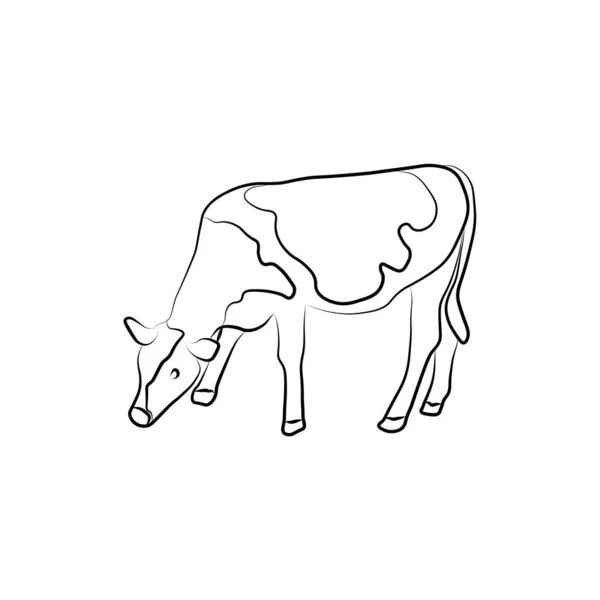 Vaca Ícone Linha Fazenda Animal Ilustração Vetor —  Vetores de Stock