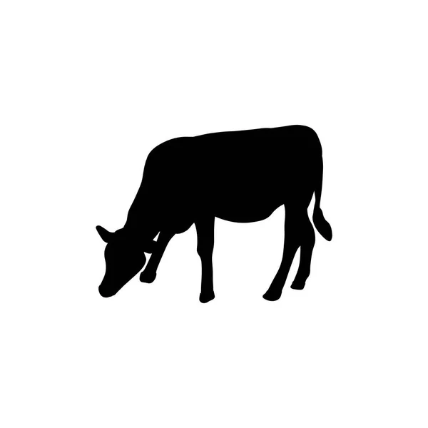 白で隔離された黒いシルエットの牛 手描きベクトルイラスト — ストックベクタ