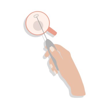 Süt Köpüğü Cihazı. İniş Web Sayfası Başlığı Şablon Vektörü. Çizgi film Mutfağı Elektronik Malzemeler, Utensil Mutfak Malzemeleri, Karıştırma Makinesi. Ev yapımı kahve makinesi..