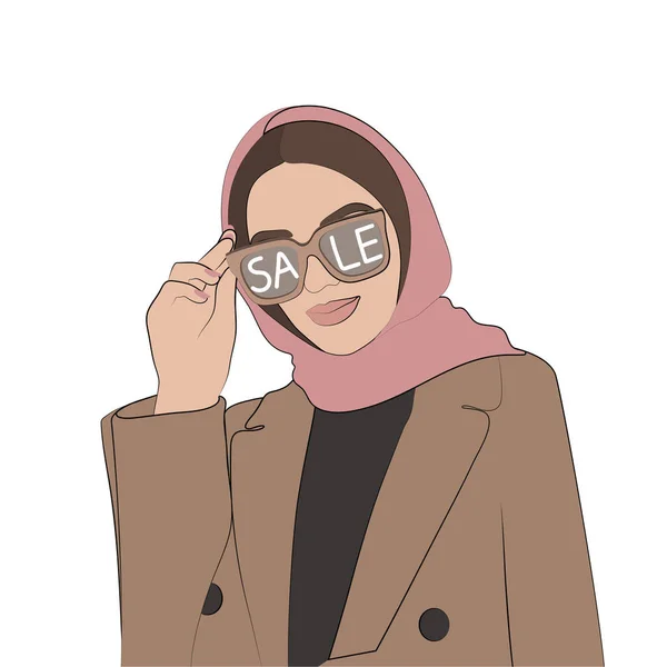 Vektor Gadis Dalam Gelas Wajah Wanita Bergaya Ilustrasi Fashion Desain - Stok Vektor