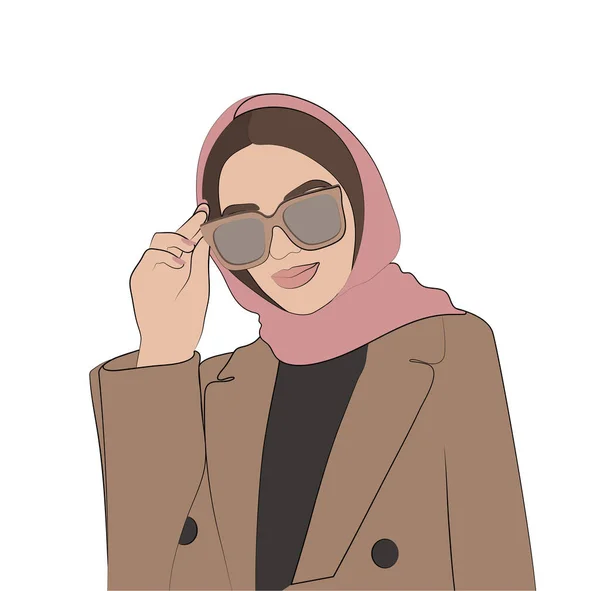 Chica Con Estilo Gafas Ilustración Moda Ilustración Vectorial Estilo Diseño — Archivo Imágenes Vectoriales