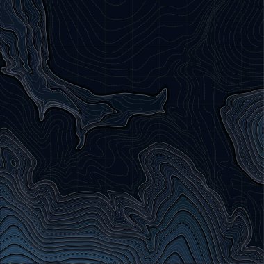 Topografi haritası. Karanlık topoğrafik harita konsepti. Kopya için yer var. Dağ yürüyüşü. 3 boyutlu kartografi konsepti. Harita modelleme bilgi grafikleri. Dünya haritası şablonu. Stok vektör illüstrasyonu