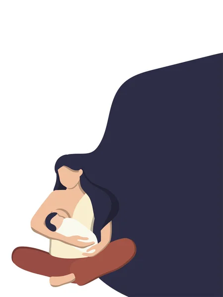 Illustration Vectorielle Plate Une Femme Allaitant Bébé Semaine Mondiale Allaitement — Image vectorielle