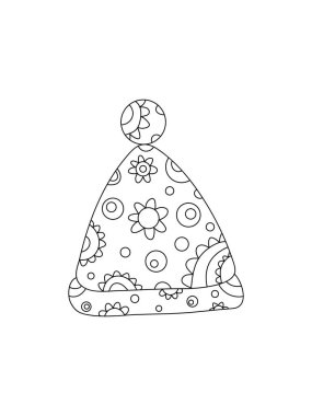 Boyama kitabı, yetişkinler ve çocuklar için izole edilmiş bir şapka. Rahatlamak için çizgi sanatı çizimi çizimi. Baskı için poster tasarımı. Stok vektör illüstrasyonu