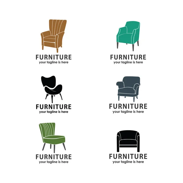 家具のインテリアロゴデザインベクトルテンプレートソファロゴテンプレート — ストックベクタ