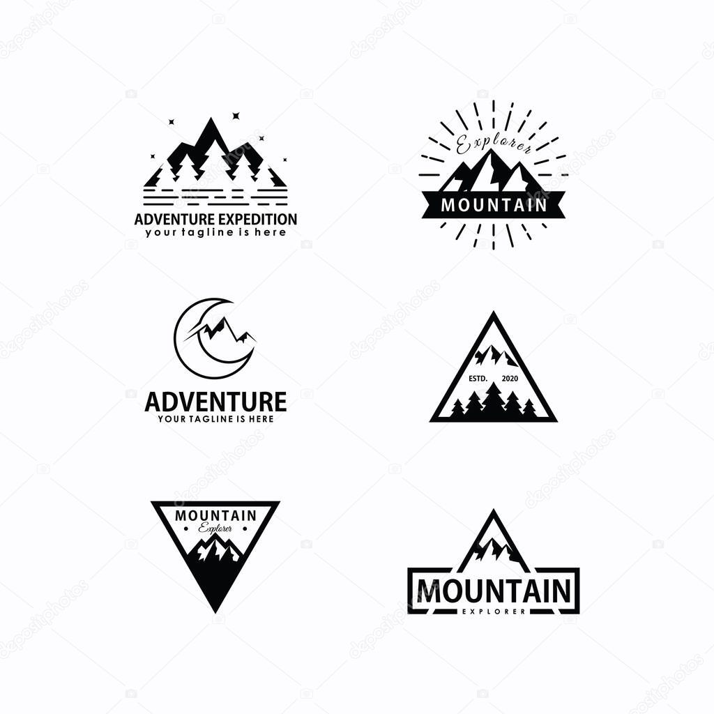 Retro vintage mountain outdoor logo design vector template collection, adventure logo , label, stamp vector template