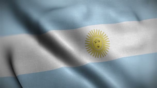 Argentina flagga närbild blåser i vinden — Stockvideo