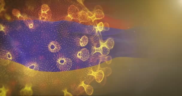 コロナウイルス菌によるアルメニア国旗 — ストック動画