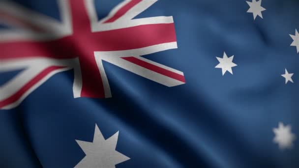 Australia bandiera primo piano che soffia nel vento — Video Stock