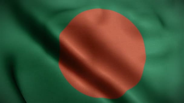Bangladesh bandera primer plano soplando en el viento — Vídeo de stock