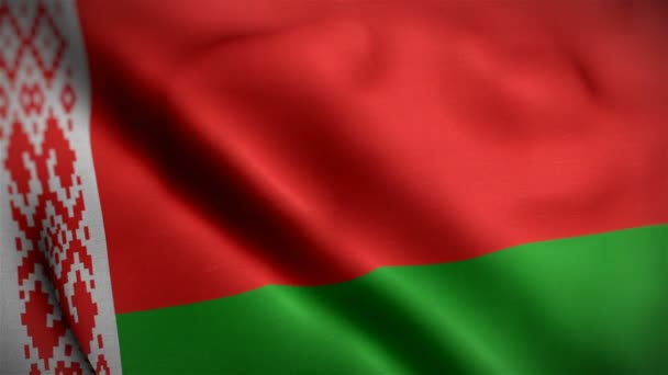 Bandera belarus primer plano soplando en el viento — Vídeo de stock