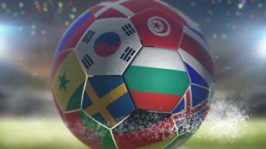 Stadyumdaki futbol topunda bulgaria bayrağı