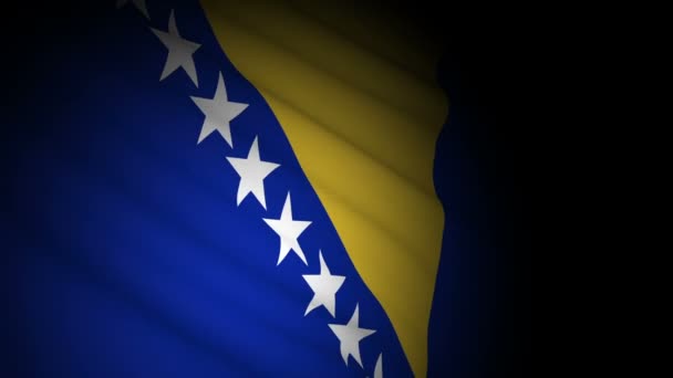 Bosnia e bandiera di erbe che soffia nel vento — Video Stock