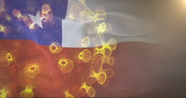 Flaga chile z bakteriami wirusa korony — Wideo stockowe