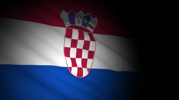 Bandera de croacia soplando en el viento — Vídeos de Stock