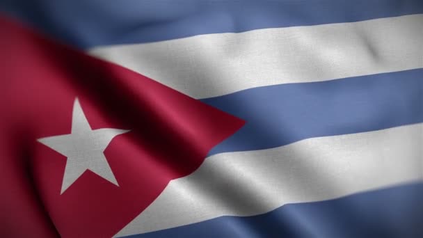 Kubanische Flagge Nahaufnahme, die im Wind weht — Stockvideo