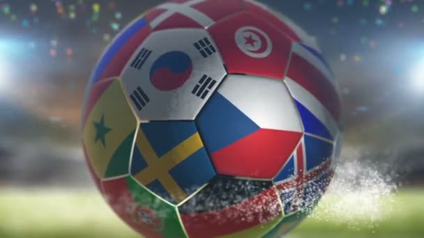 Czech republic flag on a soccer ball — Stock Video