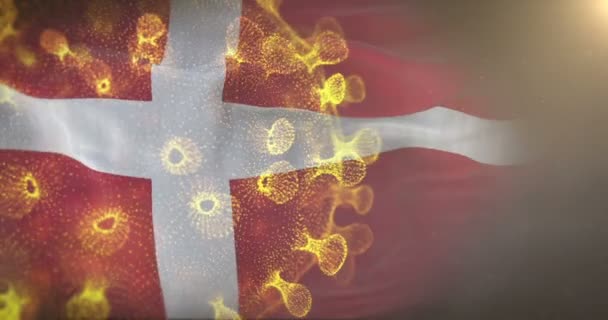 コロナウイルス菌とのデンマーク国旗 — ストック動画
