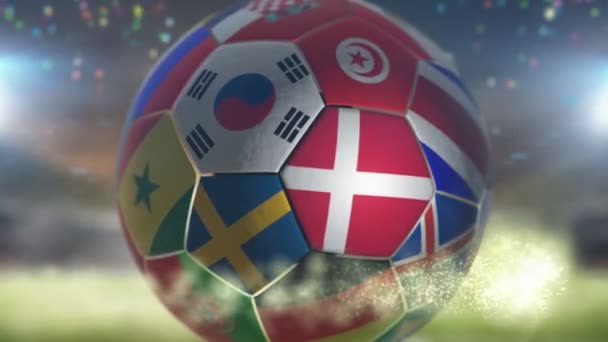 Markeren vlag op een voetbal — Stockvideo