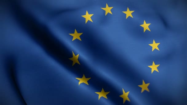 União Europeia bandeira closeup soprando no vento — Vídeo de Stock