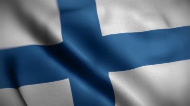 Finlandiya bayrağı rüzgarda dalgalanıyor