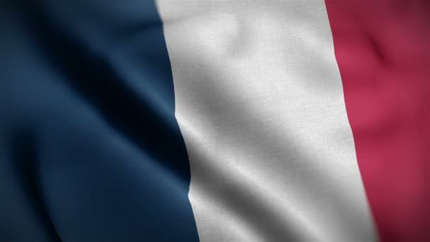 Frankrike flagga närbild blåser i vinden — Stockvideo