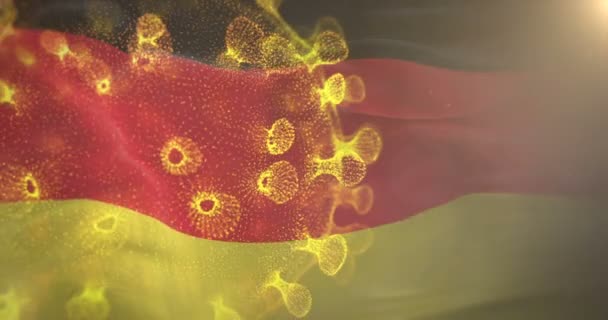 Deutschland-Fahne mit Coronavirus-Bakterien 4k — Stockvideo