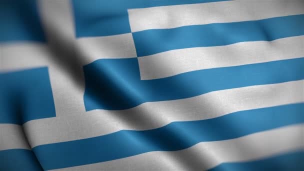 Bandiera greca primo piano che soffia nel vento — Video Stock