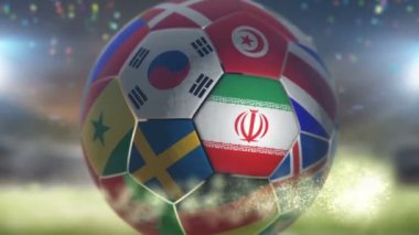 Bir futbol topunda İran bayrağı