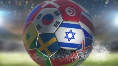 Stadyumdaki futbol topunda İsrail bayrağı