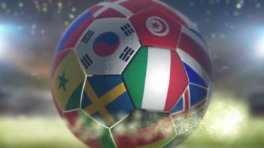 Stadyumda futbol topu üzerinde İtalya bayrağı