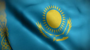 Kazakistan bayrağı rüzgarda dalgalanıyor