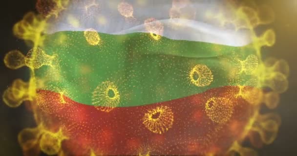 Węgierska flaga z mikrobem koronawirusowym — Wideo stockowe