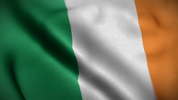 Primer plano de la bandera de Irlanda soplando en el viento — Vídeos de Stock
