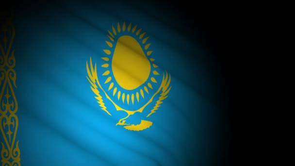 Σημαία kazakhstan που φυσά στον άνεμο — Αρχείο Βίντεο