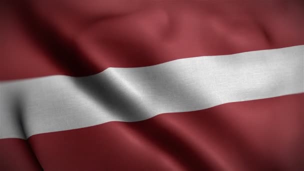 Latvia flagga närbild blåser i vinden — Stockvideo