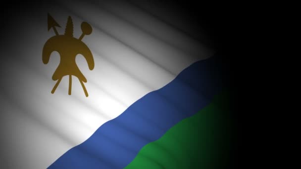 Lesotho flagga som blåser i vinden — Stockvideo