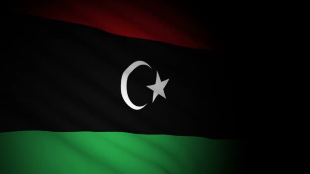 Bandera libya soplando en el viento — Vídeo de stock