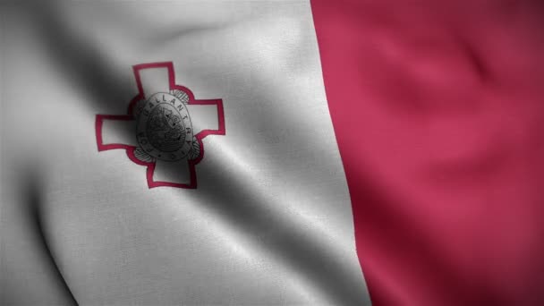 Malta flag closeup blowing in wind — Stock Video