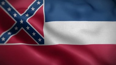 Mississippi eyaleti bayrağı rüzgarda dalgalanıyor