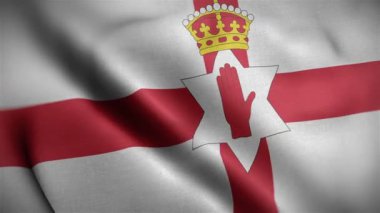 Kuzey İrlanda bayrağı rüzgarda dalgalanıyor