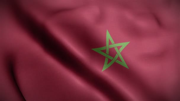 Drapeau marocain gros plan soufflant dans le vent — Video