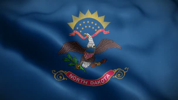 North Dakota State Flagge weht im Wind — Stockvideo