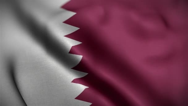 Qatar flag on a soccer ball football in stadium — Stock Video